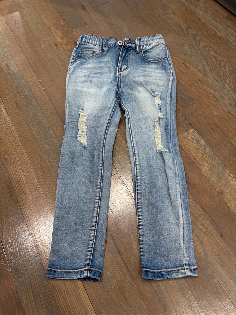 Kids Light Blue Distressed Stretch Jeans